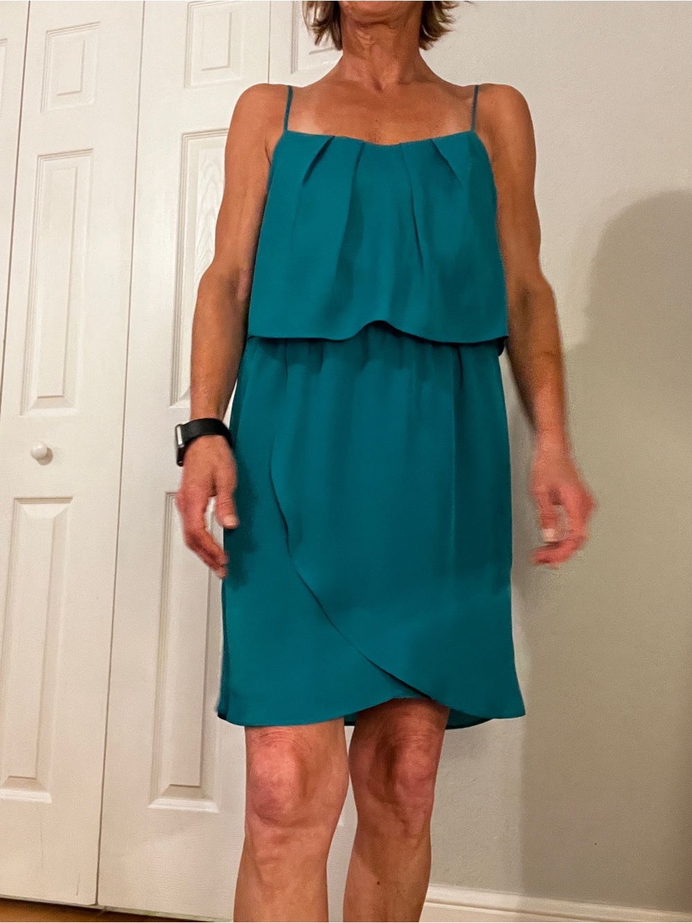 BCBGeneration Teal Layered Spaghetti-Strap Mini Dress